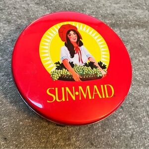 Sun Maid Raisins Round Tin Vintage 7” Diameter